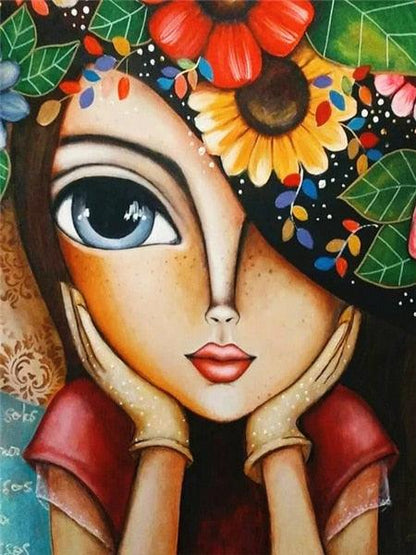Pintura Terapêutica com Diamantes  - Menina e Girassol