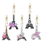 Chaveiros Pintura Terapêutica com Diamantes - Torre Eiffel - Kit com 5