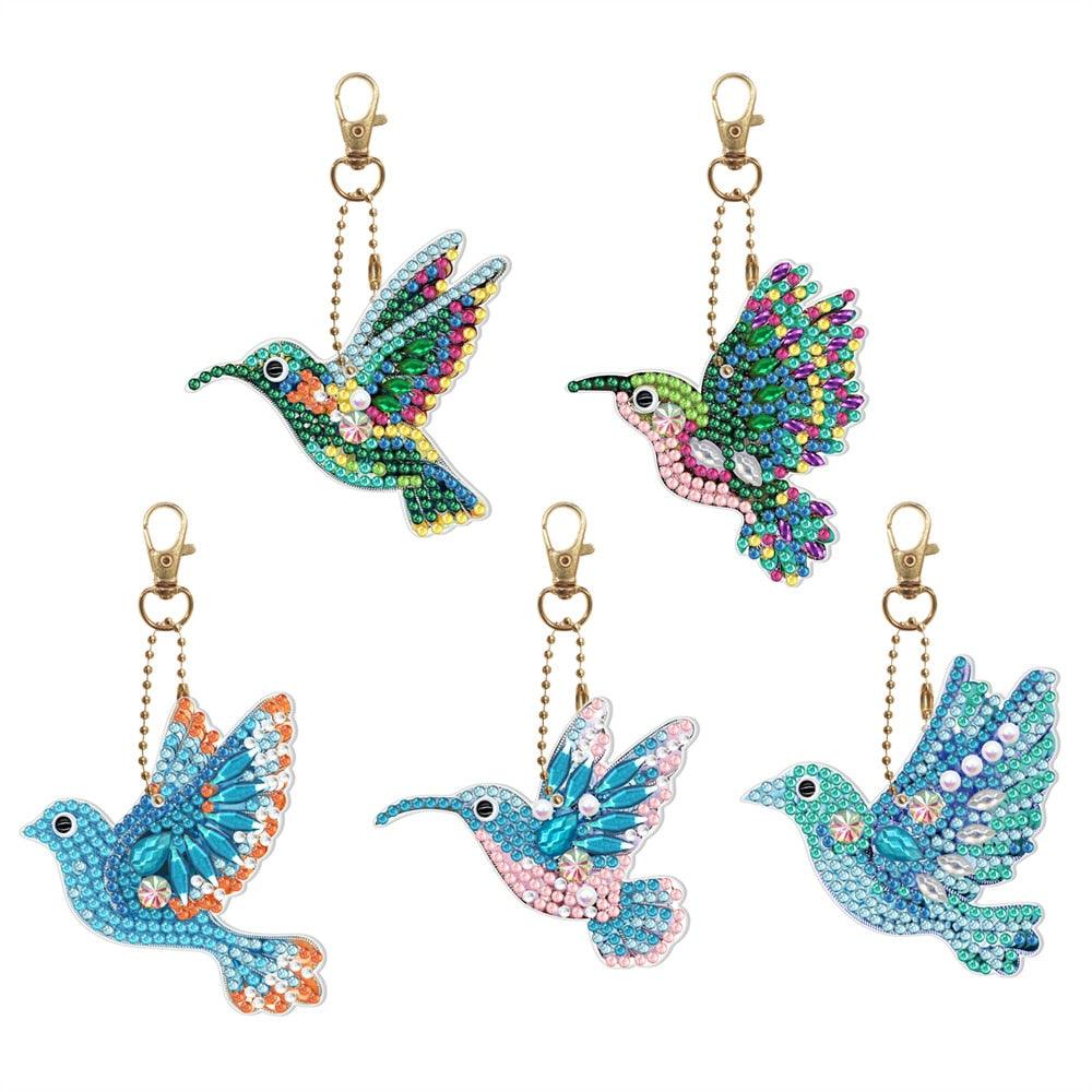 Chaveiros Pintura Terapêutica com Diamantes -Beija Flor - Kit com 5