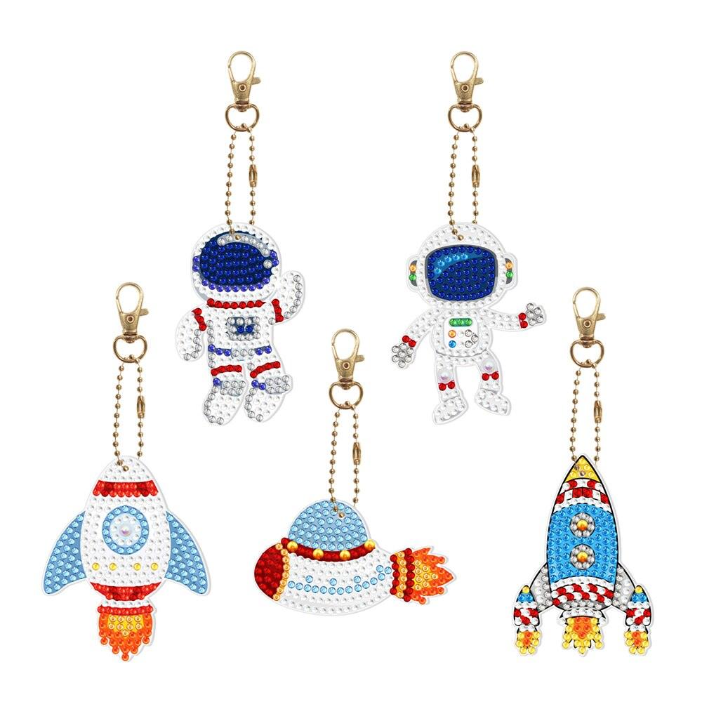 Chaveiros Pintura Terapêutica com Diamantes - Astronauta - Kit com 5