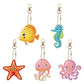 Chaveiros Pintura Terapêutica com Diamantes - Animais Marinhos - Kit com 5